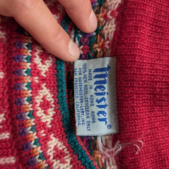 Red and White Patterned Christmas Sweater - Mesiter - Picture 5 of 5